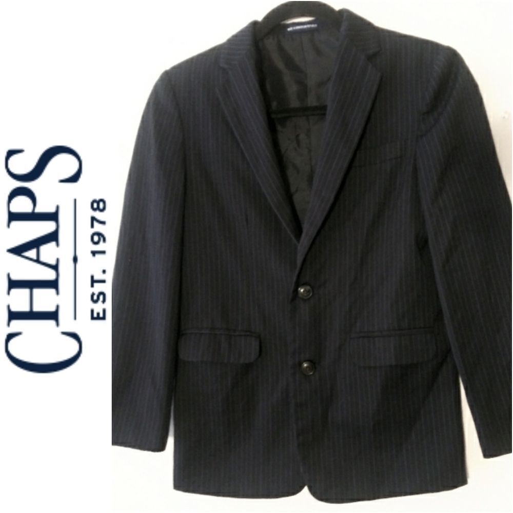 CHAPS PINSTRIPE BLAZER - BLACK & BLUE